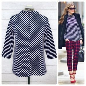 •PURE COLLECTION• Striped Mock Neck Cotton Knit